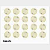 Grey Rockets & Moon Envelope Seal Ronde Sticker (Vel)