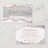 Grey & Roos Gold Glitter Waterverf Gilded Agate Visitekaartje (Voorkant / Achterkant)