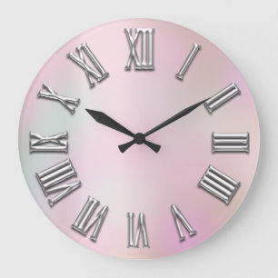 Grey. Roze zilver Roman Aantal Holografisch Grote Klok