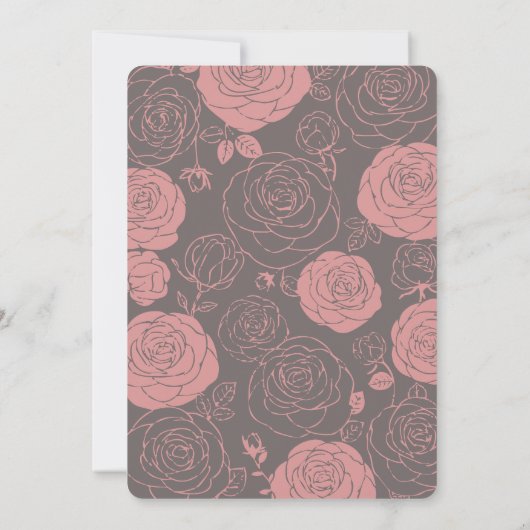 Grey Rozen bruiloft uitnodiging (Achterkant)