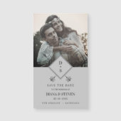Grey Rustic Boho Foto Verloving Save the Date (Voorkant)