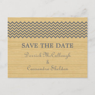 Grey Rustic Chevron Save the Date Briefkaart
