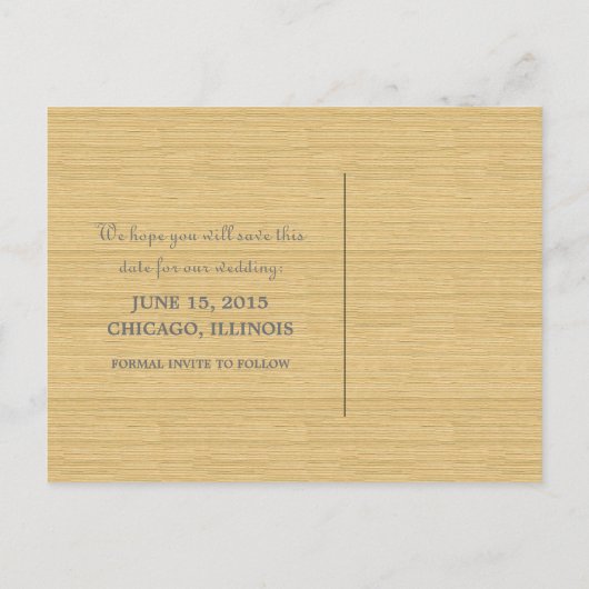 Grey Rustic Chevron Save the Date Briefkaart (Achterkant)