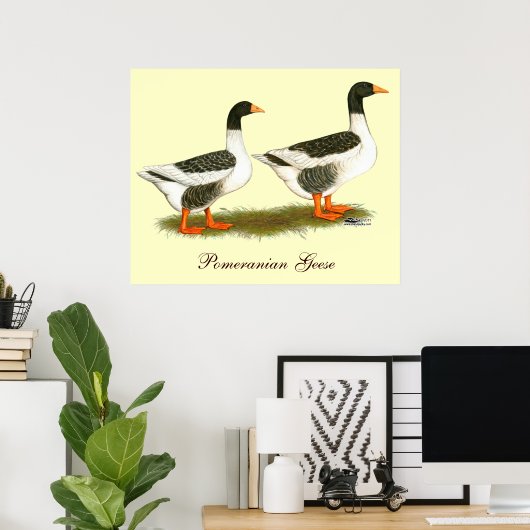 Grey Saddleback Geese Poster (Thuiskantoor)