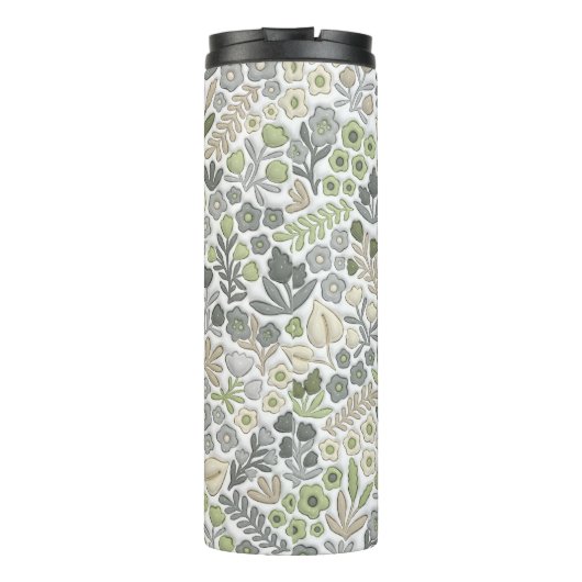 Grey Sage Boho Bloemen 3D Effect Mama Thermosbeker (Achterkant)