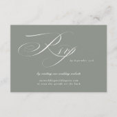 Grey Sage Kalligrafie Trouwwebsite QR CODE RSVP Kaartje (Voorkant)