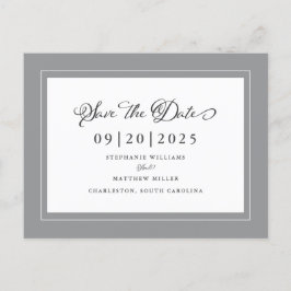 Grey Save the Date Elegant Wedding Chic Non Photo Aankondigingskaart
