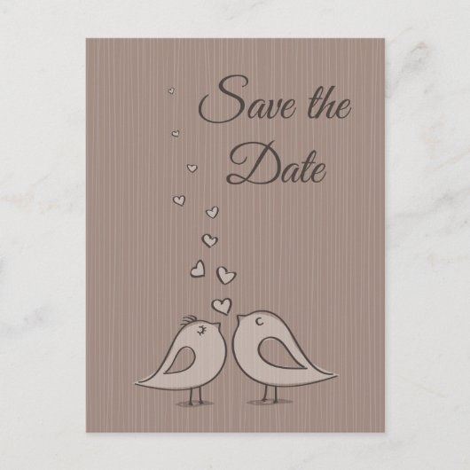 Grey Save the Date Wedding Birds Photo Post Kaart (Voorkant)
