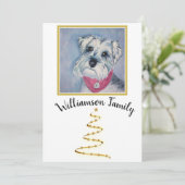 Grey Schnauzer Puppy Merry Feestdagenkaart (Staand voorkant)