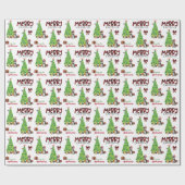 Grey Schnauzer Terrier, Bird en Kerstboom Cadeaupapier (Vlak)