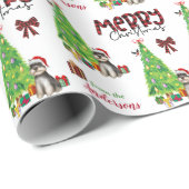 Grey Schnauzer Terrier, Bird en Kerstboom Cadeaupapier (Rol Hoek)