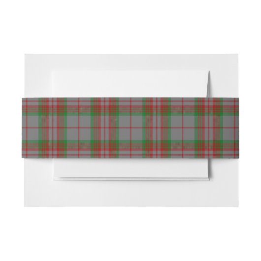 Grey Scottish Tartan Belly Band Uitnodigingen Wikkel (Voorkant Voorbeeld)