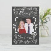 Grey Scrolls Gepersonaliseerd Foto Vakantie Kaart (Staand voorkant)