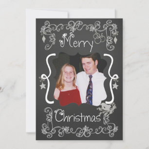 Grey Scrolls Gepersonaliseerd Foto Vakantie Kaart