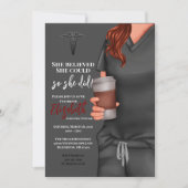 Grey Scrubs Verpleegkunde School Afstuderen Uitnod Kaart (Voorkant)
