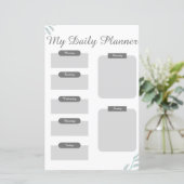 Grey Shades Minimal Daily Planner Sheet (Staand voorkant)
