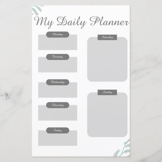Grey Shades Minimal Daily Planner Sheet (Voorkant)