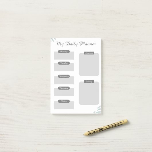 Grey Shades Minimal Daily Planner Sheet Post-it® Notes (Op bureau)