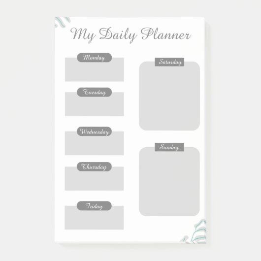 Grey Shades Minimal Daily Planner Sheet Post-it® Notes (Voorkant)