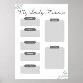 Grey Shades Minimal Daily Planner Sheet Poster