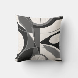 Grey Shades Zwart op Off-White Modern Art Abstract Kussen