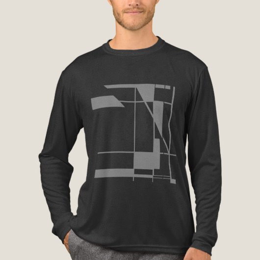 Grey Shapes Lines MCM-geïnspireerde geometrische A Tri-Blend Shirt (Voorkant volledig)