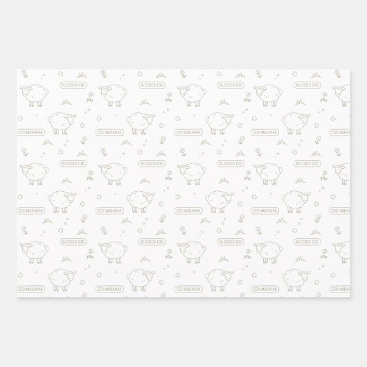 Grey Sheep Eid Mubarak Kinder Inpakpapier Vel (Voorkant 2)