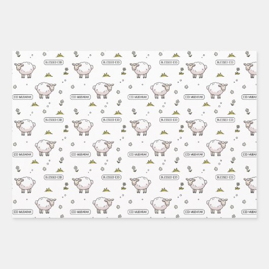 Grey Sheep Eid Mubarak Kinder Inpakpapier Vel (Voorkant)