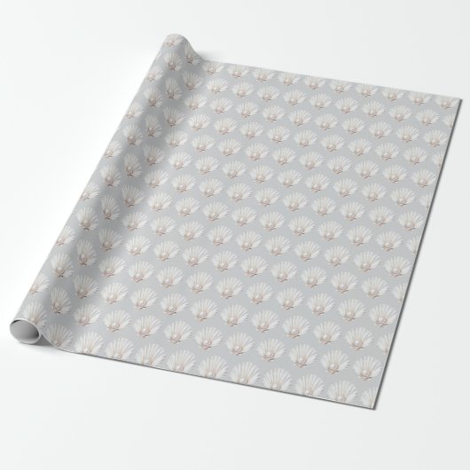 Grey Shell White Pearl Bridal Shower Cadeaupapier (Uitgerold)