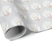Grey Shell White Pearl Bridal Shower Cadeaupapier (Rol Hoek)