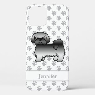 Grey Shih Tzu Cute Cartoon Dog & Name Case-Mate iPhone Case