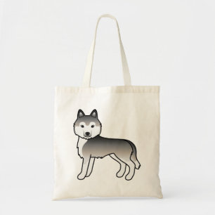 Grey Siberian Husky Cute Cartoon Dog Canvas tas