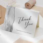 Grey Silver Agate Script Wedding Bedankt Kaart