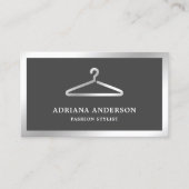 Grey Silver Clothes Hanger Mode Stylist Visitekaartje (Voorkant)