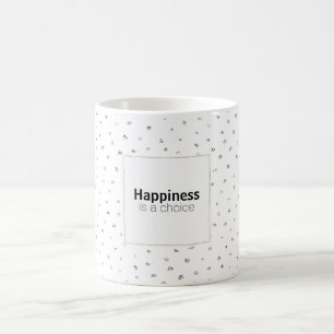 Grey Silver Confetti Happiness is een keuze Koffiemok