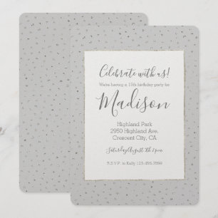 Grey Silver Confetti Verjaardag Kaart