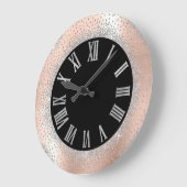 Grey Silver Crystals Black Roos Roman Numbers Grote Klok (Hoek)