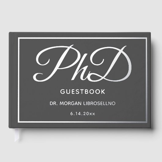 Grey Silver Foil PhD Afstuderen Gastenboek (Voorkant)