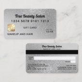Grey Silver Glitter Credit Kaart Cadeaubon Visitekaartje (Voorkant / Achterkant)
