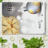 Grey Silver Gold Holiday Baubles Theedoek (Gevouwen)