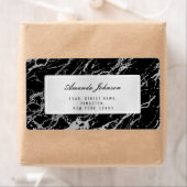 Grey Silver Marble Abstract Elegant Black RSVP Etiket (Insitu)