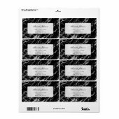 Grey Silver Marble Abstract Elegant Black RSVP Etiket (Full Sheet)