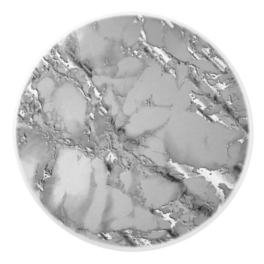 Grey Silver Marble Keramische Knop (Voorkant)