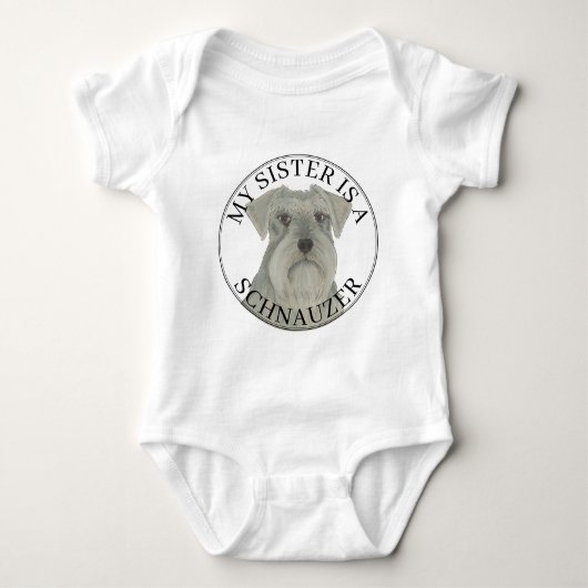 Grey Silver Schnauzer Dog Big Sister Romper (Voorkant)