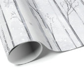 Grey Silver Snowflake Trees Christmas Cadeaupapier (Rol Hoek)