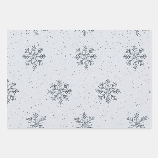 Grey Silver Snowflake Trees Christmas Inpakpapier Vel (Voorkant 3)
