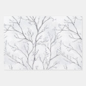 Grey Silver Snowflake Trees Christmas Inpakpapier Vel (Voorkant 2)