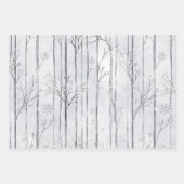 Grey Silver Snowflake Trees Christmas Inpakpapier Vel (Voorkant)