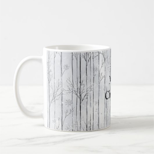 Grey Silver Snowflake Trees Christmas Koffiemok (Links)