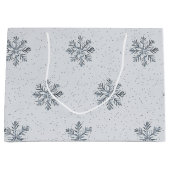 Grey Silver Snowflakes Christmas Groot Cadeauzakje (Voorkant)
